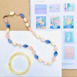 Bundle ❉ Vintage Lucite Bangle + Beaded Necklace